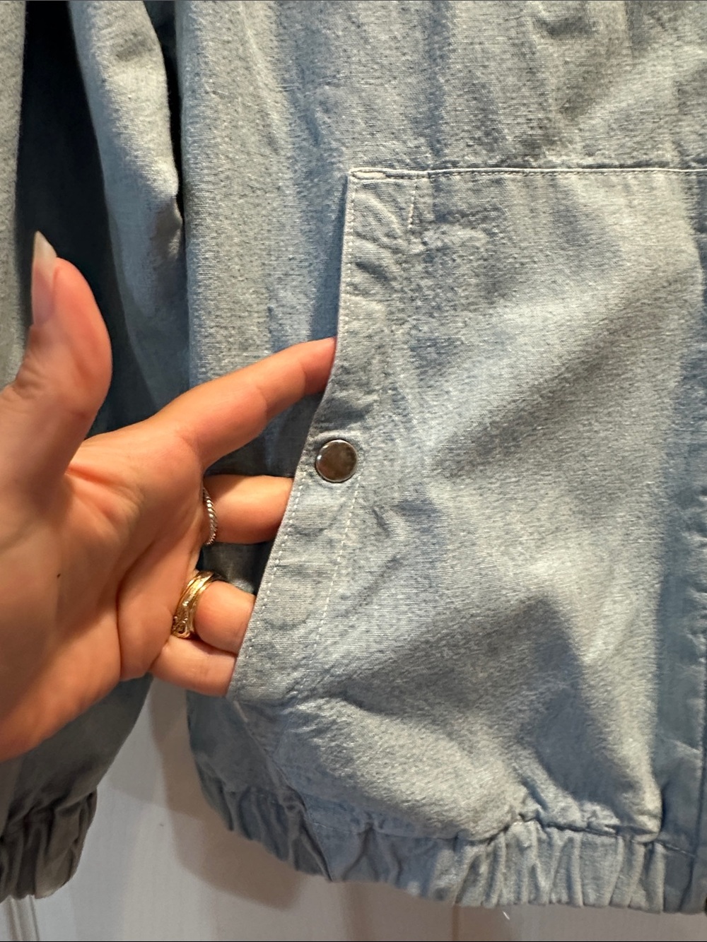 Vintage Ralph Lauren Polo Pony Chambray Denim Zip Front Jacket M Prep - Picture 8 of 8
